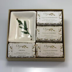 Natural olive oil herbal soaps 'Aroma Quartet 1' with dish