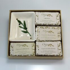 Natural olive oil herbal soaps 'Aroma Quartet 2' with dish