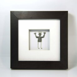 "Desert Man" silver figure in wooden box frame