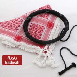 Red and White Kufiyyeh and Eigal - with Badiyah Style handmade tassels
