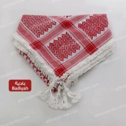Red and White Keffiyeh - with Badiyah Style handmade tassels