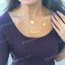 Double necklace with two hearts and custom made pendant of your name.