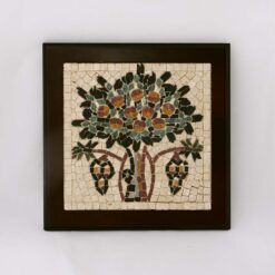 Madaba "Tree of Life" Framed Mosaic 15x15cm (6"x6")